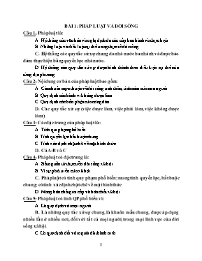 Câu hỏi trắc nghiệm bài 1 Giáo dục công dân lớp 12 (Có đáp án)